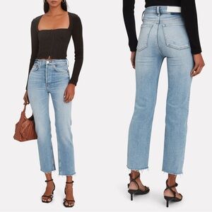 RE/DONE 70s High-Rise Stove Pipe Jeans in Light Stone Wash - 31